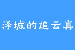 南泽城的追云真人