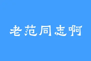 老范同志啊