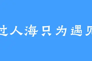 穿过人海只为遇见你