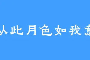 从此月色如我意