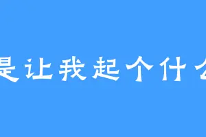 这是让我起个什么名