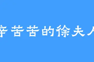 辛辛苦苦的徐夫人剑