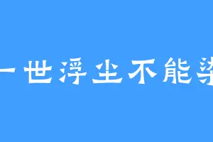 一世浮尘不能染